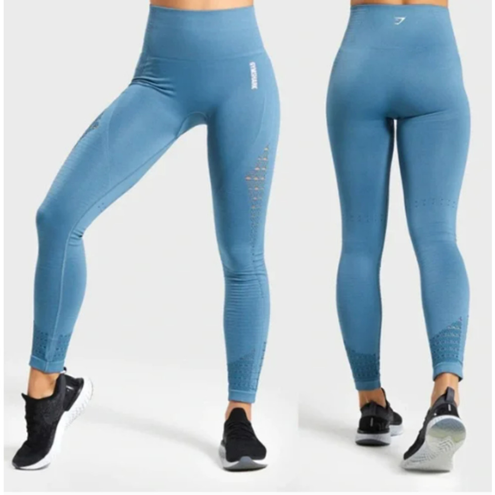 Gymshark Energy Seamless Blue Ston Workout Leggings